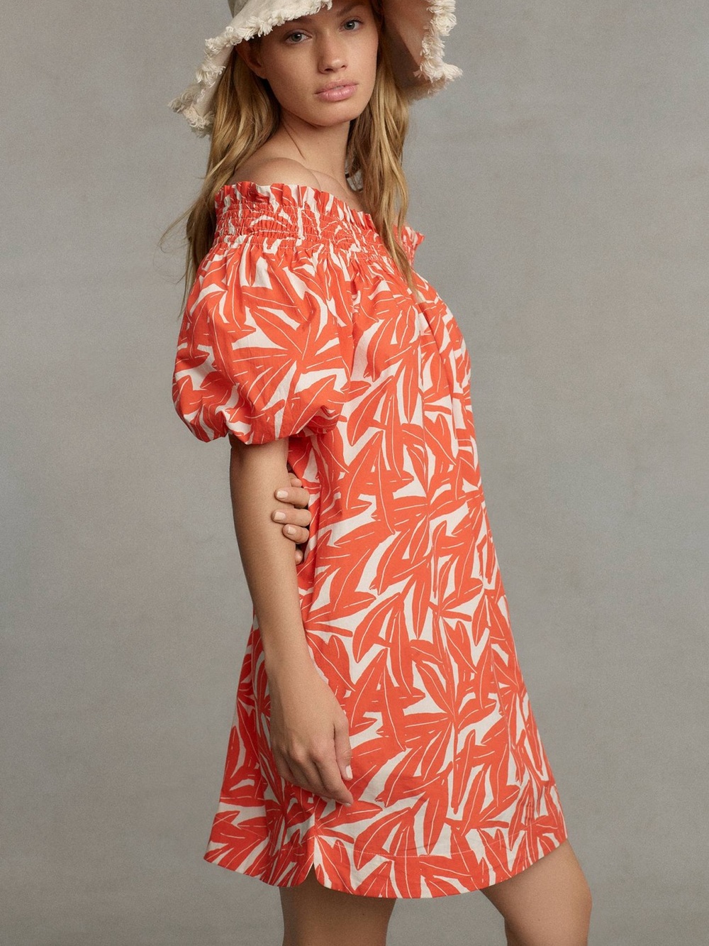 Anthropologie WHIT TWO Banana Leaf Off-The-Shoulder Tunic Dress